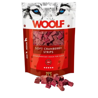 Woolf soft cranberry strips 100g